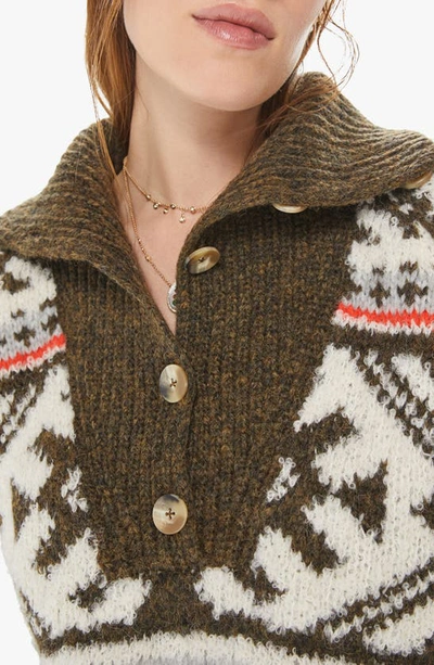 Shop Mother The Buttoned Alpaca Blend Fair Isle Sweater In Dimestore Cowgirl
