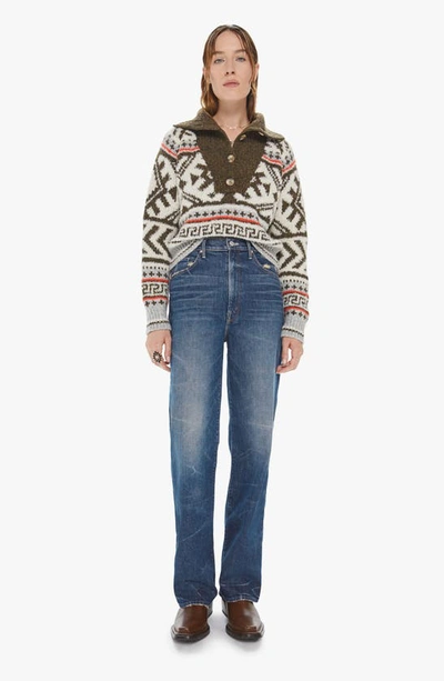 Shop Mother The Buttoned Alpaca Blend Fair Isle Sweater In Dimestore Cowgirl