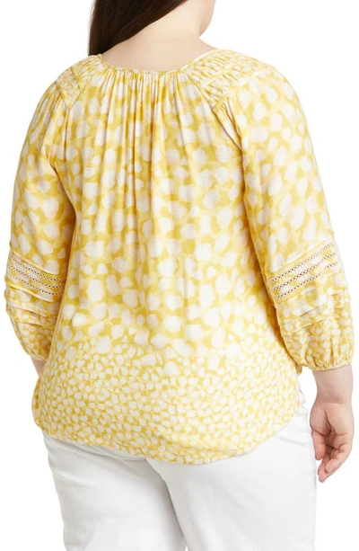 Wit & Wisdom Pintuck Balloon Sleeve Top In Desert Gold/ Natural