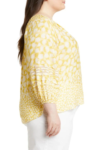 Wit & Wisdom Pintuck Balloon Sleeve Top In Desert Gold/ Natural