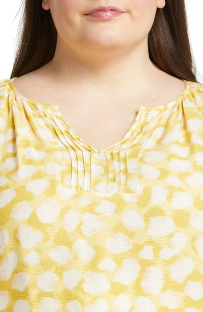 Wit & Wisdom Pintuck Balloon Sleeve Top In Desert Gold/ Natural