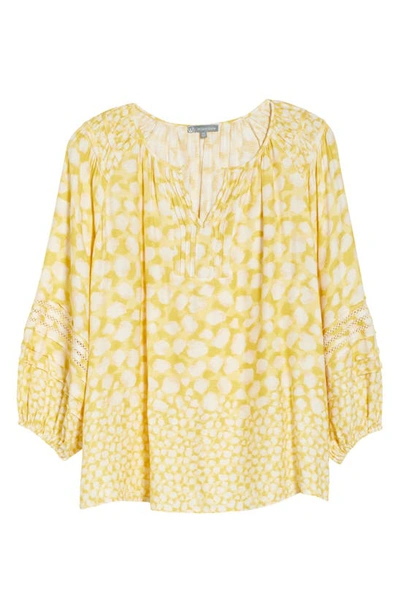 Wit & Wisdom Pintuck Balloon Sleeve Top In Desert Gold/ Natural