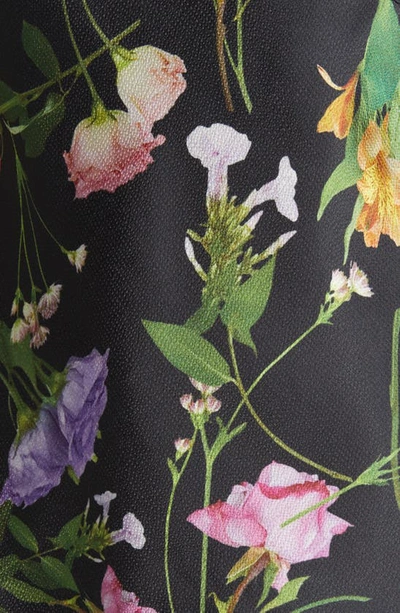 Ted Baker Demitri Floral Sleeveless Cowl Neck Mesh Top In Black