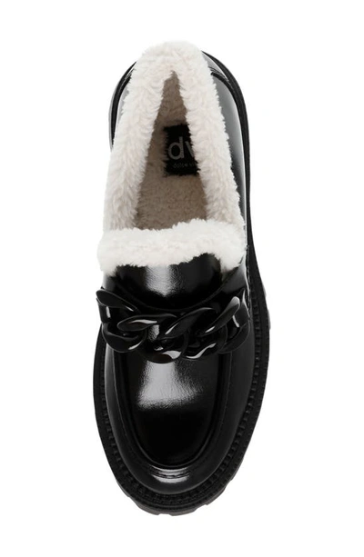 Shop Dolce Vita Larazzo Faux Fur Trim Loafer In Black Shiny