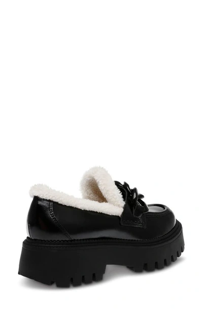 Shop Dolce Vita Larazzo Faux Fur Trim Loafer In Black Shiny