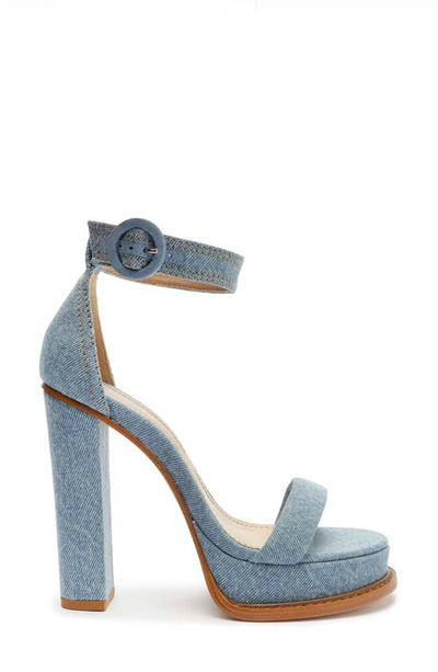 Shop Schutz Eduarda Ankle Strap Platform Sandal In Blue/ Summer Jeans