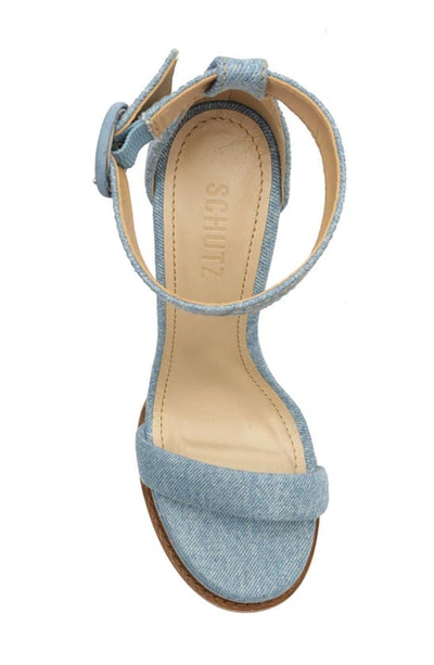 Shop Schutz Eduarda Ankle Strap Platform Sandal In Blue/ Summer Jeans