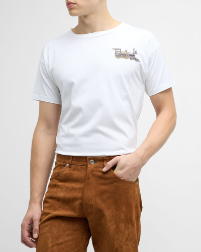 Shop Bally Men's Train Logo T-shirt In White 50