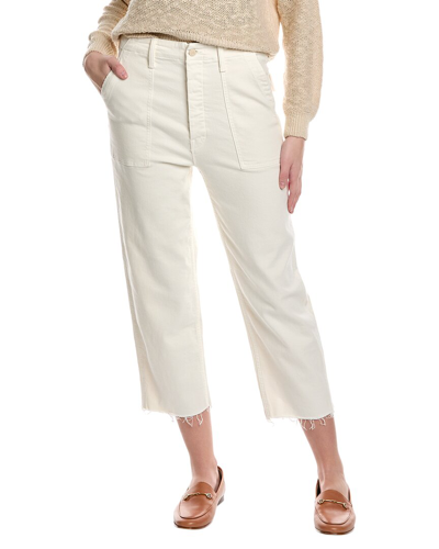 Shop Mother Denim Patch Pocket Private Ankle Fray Cream Puffs Wide Leg Jean In White