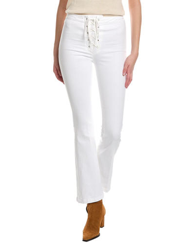 Shop Mother Denim The Lace-up High-waist Weekender Totally Innocent Flare Jean In White