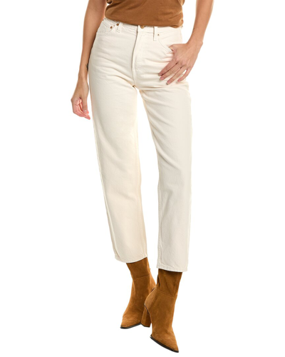 Shop Mother Denim Snacks High-waist Double Stack Natural Ankle Jean In White