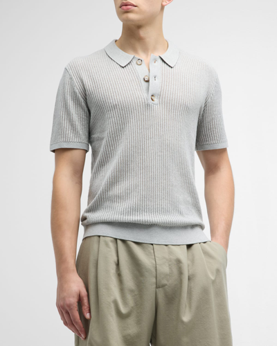 Shop Rails Men's Nathan Knit Polo Shirt In Grey Melange