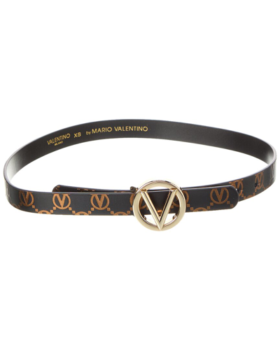 Shop Valentino By Mario Valentino Baby Monogram Leather Belt In Black