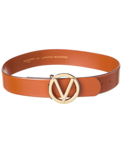 Shop Valentino By Mario Valentino Giusy Bombe Leather Belt In Brown