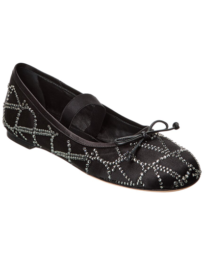 Shop Valentino Toile Iconographe Satin Ballerina Flat In Black