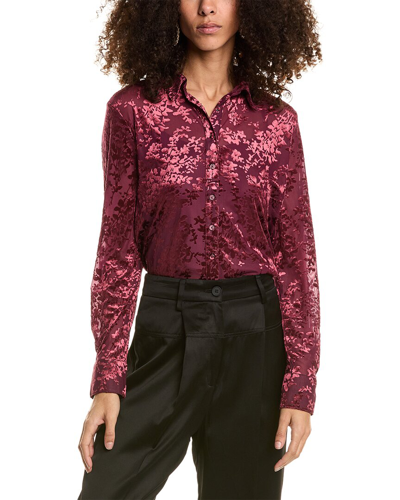 Shop Nicole Miller Floral Shirt In Red