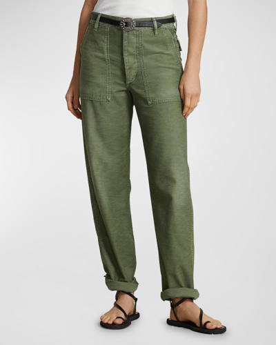 Polo Ralph Lauren Cotton Sateen Utility Trouser In Olive