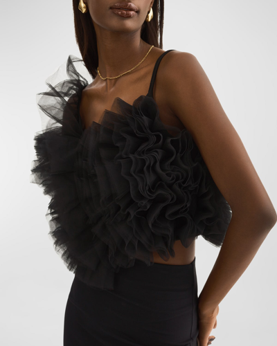 Shop Lamarque Feleta Sleeveless Embellished Tulle Top In Black