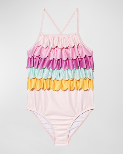 Shop Tutu Du Monde Girl's One-piece Swimsuit W/ Multicolor Tiers In Heavenly Pink