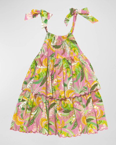 Shop Tutu Du Monde Girl's Copacabana Jungle-print Dress In Palm Print
