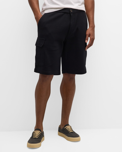 Shop Brunello Cucinelli Men's Cotton-blend Travel Cargo Shorts In C101 Black