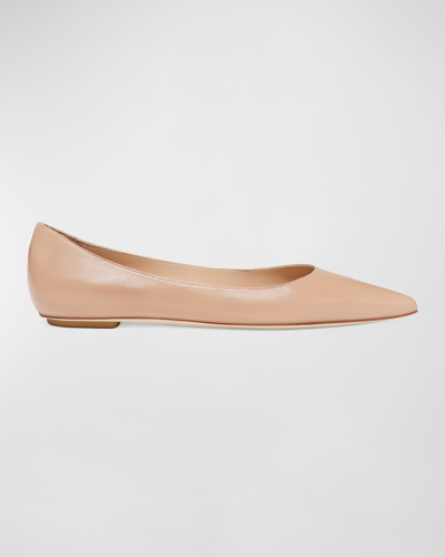 Stuart Weitzman Emilia Pointed Toe Flat In Adobe