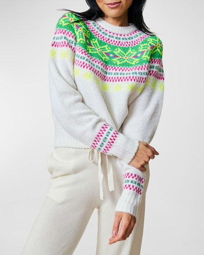 Shop Lingua Franca Nora Raglan-sleeve Fair Isle Knit Sweater In Cream Multi