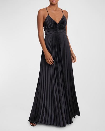 Shop A.l.c Aries Pleated Open-back Maxi Dress In Black