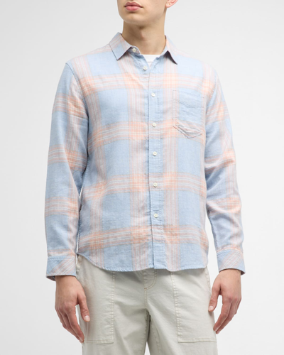 Shop Rails Men's Wyatt Plaid Button-down Shirt In Coral Blue Melang