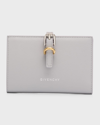 Shop Givenchy Voyou Bifold Wallet In Tumbled Leather In Light Grey