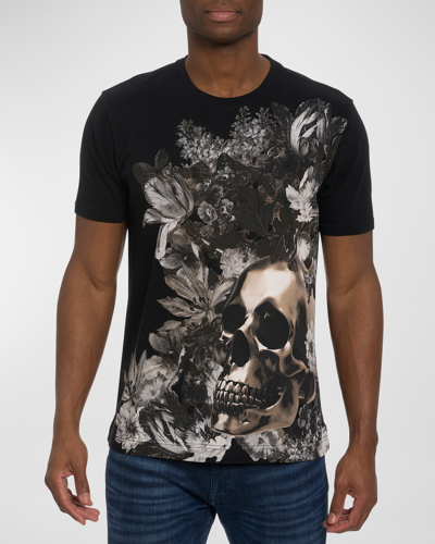 Shop Robert Graham Men's 24k Skull Graphic T-shirt In Black