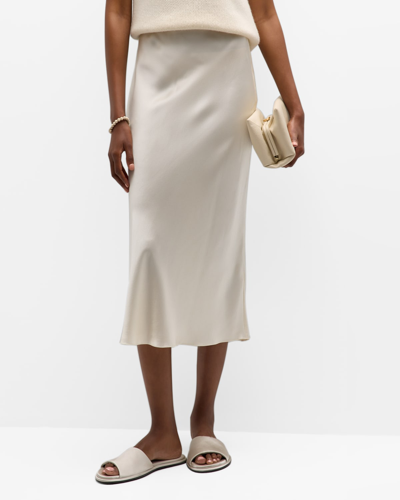 Shop Sablyn Silk Midi Skirt In Gardenia