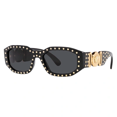 Shop Versace Ve 4361 539787 53mm Unisex Geometric Sunglasses In Black