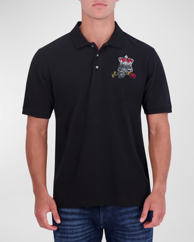 Shop Robert Graham Men's Arezzo Embroidered Knit Polo Shirt In Black