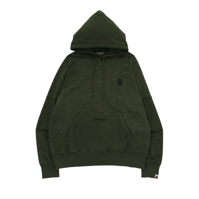 Pre-owned Bape Line 1st Camo Washed Relaxed Fit Pullover Hoodie 'olive Drab' In Green