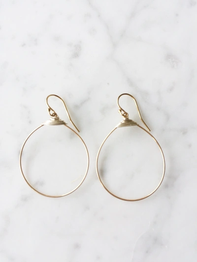Shop A Blonde And Her Bag Small Featherweight Hoop Earring In Gold With Silver Wrap