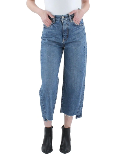 Shop Moussy Vintage Womens Cotton High Rise Cropped Jeans In Blue