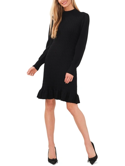 Shop Cece Womens Cable Knit Mock Neck Sweaterdress In Black