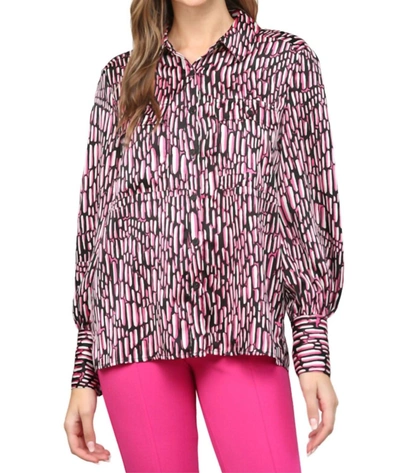 Fate Abstract Print Pocket Button Down Shirt In Magenta Multi In Multi
