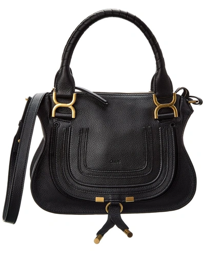 Shop Chloé Marcie Small Leather Satchel In Black