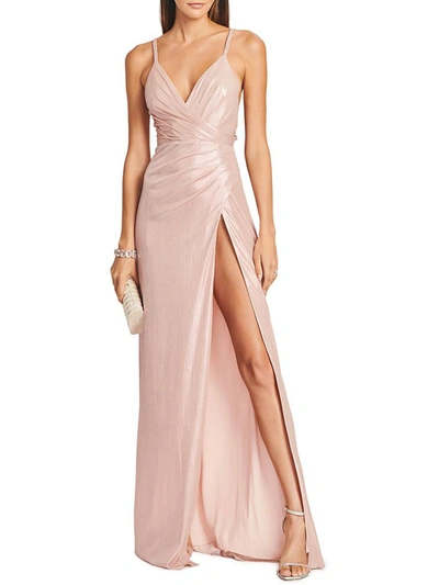 Shop Retroféte Yesi Womens Metallic V-neck Evening Dress In Pink