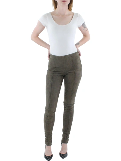 Shop Polo Ralph Lauren Womens Lamb Suede Mid-rise Skinny Pants In Grey