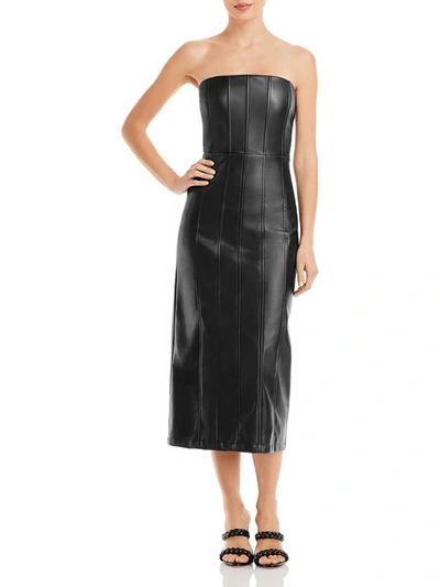 Shop En Saison Womens Faux Leather D Midi Dress In Black