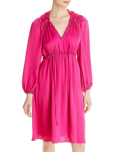Shop Kobi Halperin Womens Ruffled Below Knee Midi Dress In Pink