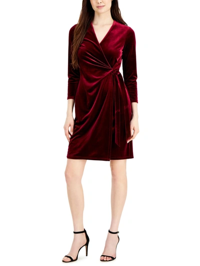Shop Anne Klein Womens Velvet Short Sheath Dress In Red