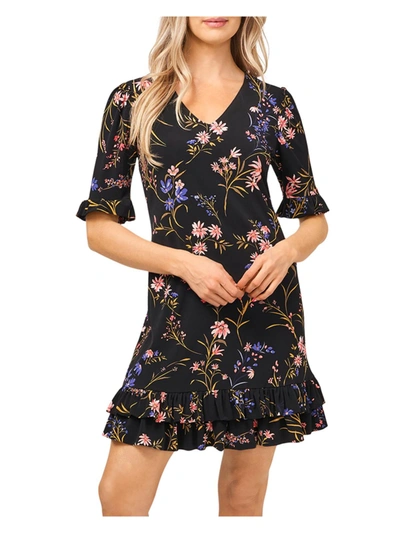 Shop Cece Womens Floral Ruffled Mini Dress In Black