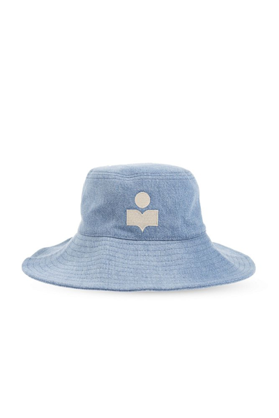 Shop Isabel Marant Delya Logo Embroidered Bucket Hat In Blue