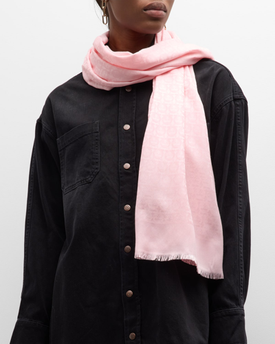 Shop Ferragamo Jacquard Gancini Wool Scarf In Nylund Pink
