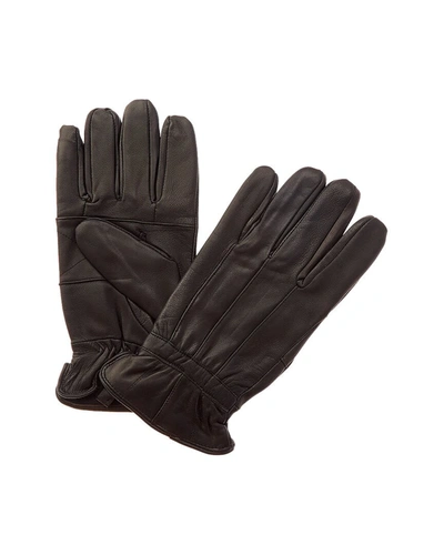 Shop Surell Accessories Pieced Leather Gloves In Black