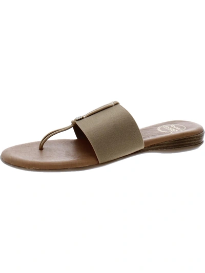 Shop Andre Assous Nice Womens Toe-post Slip-on Slide Sandals In Beige